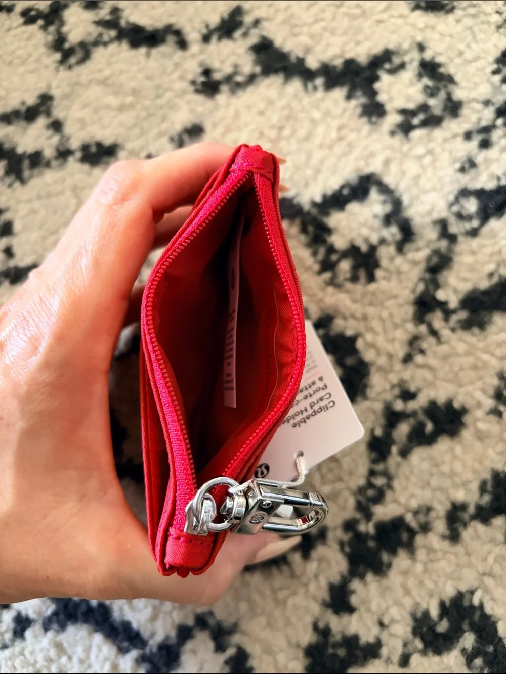 Lululemon Red Zip Clippable Card Holder